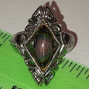 Adjustable Size Ring Dark Academia Style Silver Metal Diamond Shape Vintage